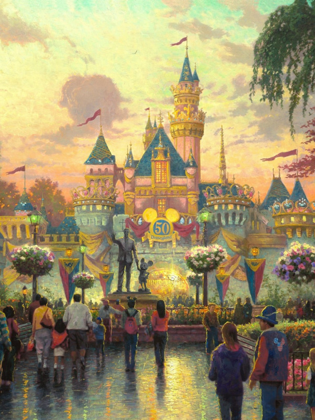 Castle people walking sunset dawn free wallpaper - medium preview image
