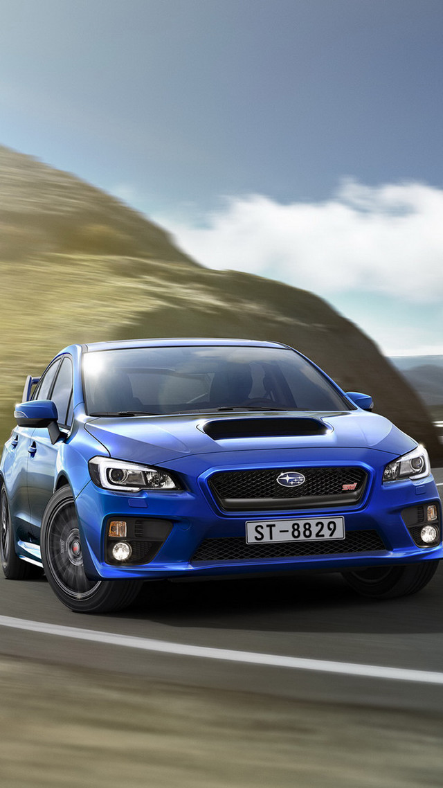 Blue subaru driving mountain road free wallpaper - medium preview image