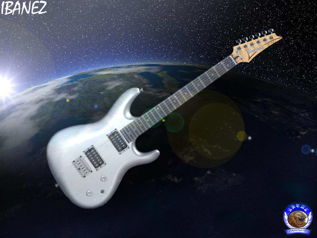 Space guitar earth star planet free wallpaper - medium preview image
