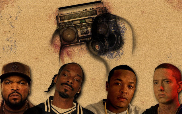 Men boombox radio group standing #2 free wallpaper - medium preview image