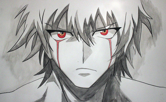 Man red eyes black scarf free wallpaper - medium preview image