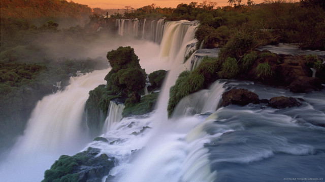 Waterfall abundance forest nature scenery free wallpaper - medium preview image
