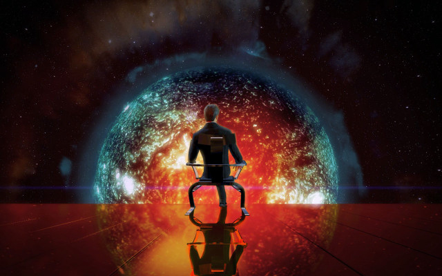 Man chair red blue object free wallpaper - medium preview image