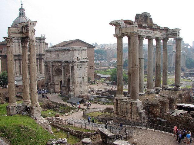 Roman ruins people columns clock free wallpaper - medium preview image