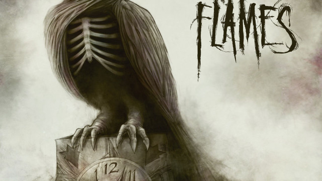 Skeleton bird tombstone clock flames free wallpaper - medium preview image