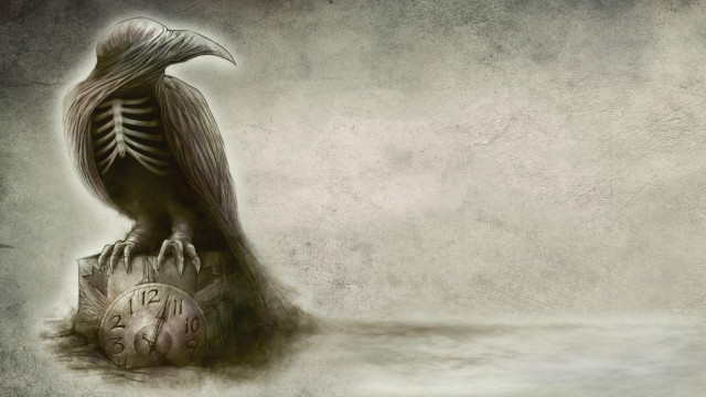 Bird rock clock skeleton sitting free wallpaper - medium preview image