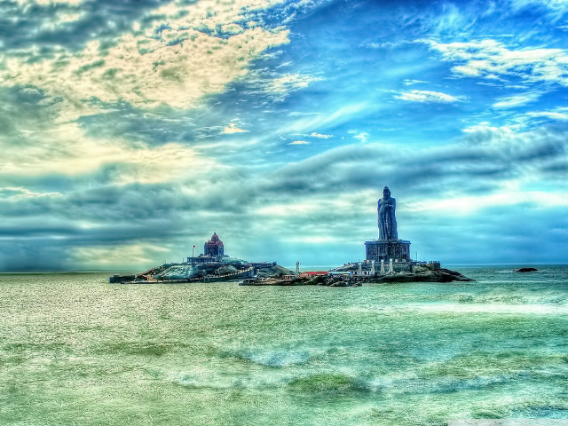 City cloudy day blue sky free wallpaper - medium preview image