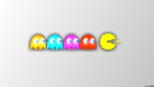 Pacman pixel art game reflection free wallpaper - medium preview image