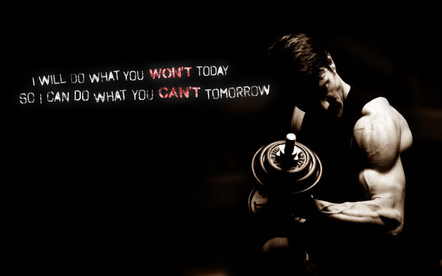 Man holding dumbbell quote on free wallpaper - medium preview image