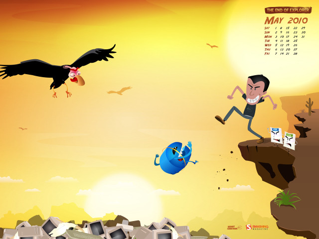 Cartoon character jumping cliff bird free wallpaper - medium preview image