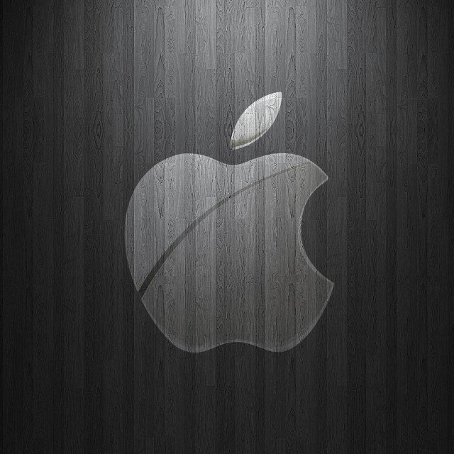Wooden wall apple logo black free wallpaper - medium preview image