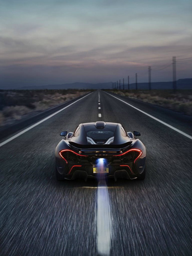 Black sports car night road free wallpaper - medium preview image