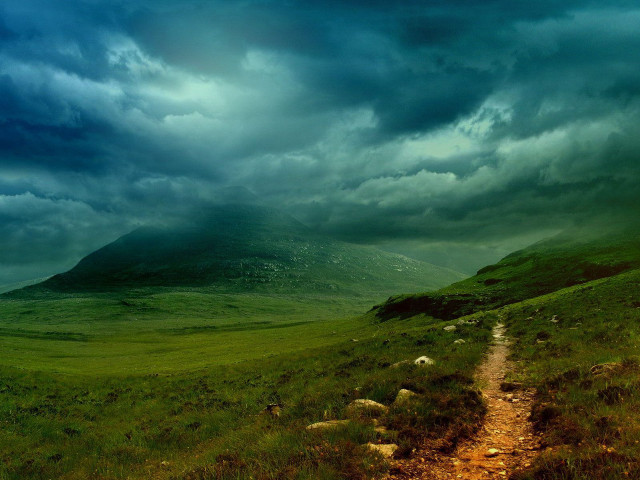 Lush green field cloudy sky free wallpaper - medium preview image