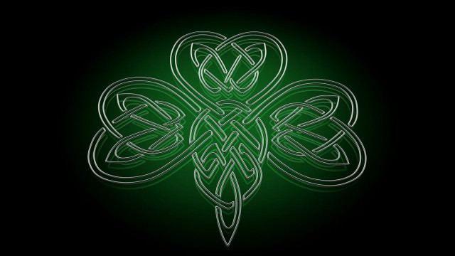 Green shamrock black background white #2 free wallpaper - medium preview image
