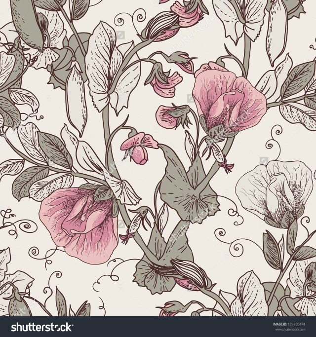 Floral pattern pink flowers white free wallpaper - medium preview image