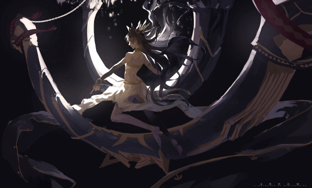 Woman white dress sword giant free wallpaper - medium preview image