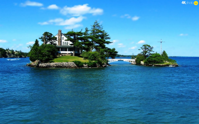 House island ocean bridge boat free wallpaper - medium preview image