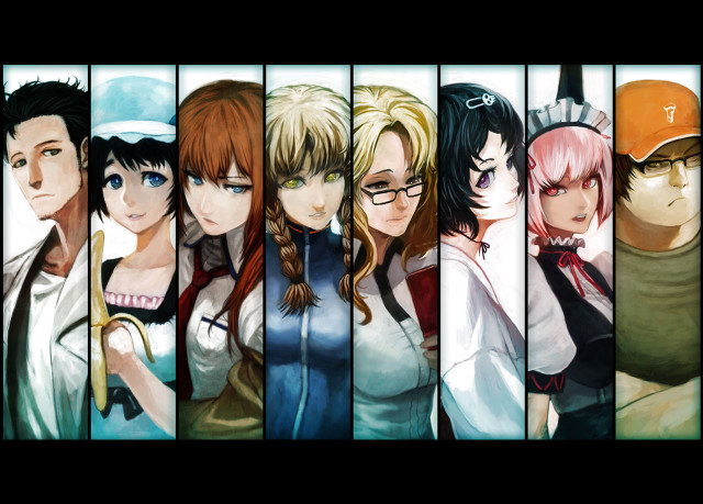 Anime characters group arms around free wallpaper - medium preview image