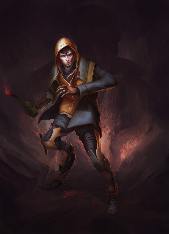 Man hooded outfit knife wine free wallpaper - medium preview image