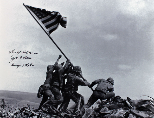 Soldiers raising flag hill rubble free wallpaper - medium preview image