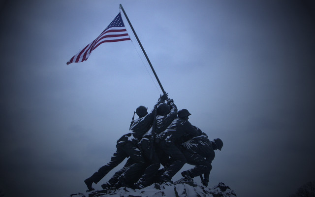 Soldiers raising flag mountain flagpole #2 free wallpaper - medium preview image