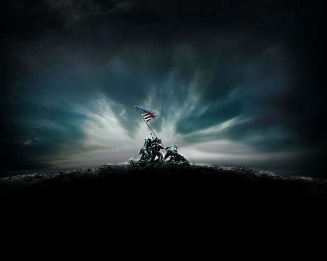 Flag hill sky clouds sunbeam free wallpaper - medium preview image
