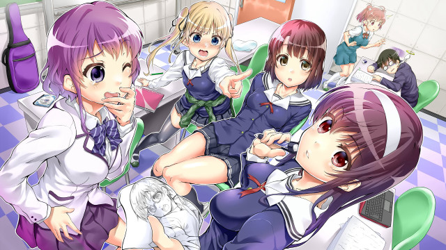 Anime girls kitchen floor man free wallpaper - medium preview image