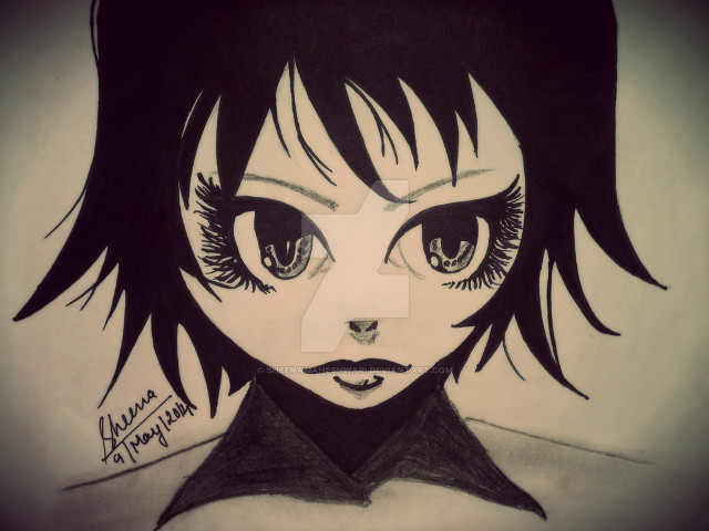 Girl black hair big eyes free wallpaper - medium preview image