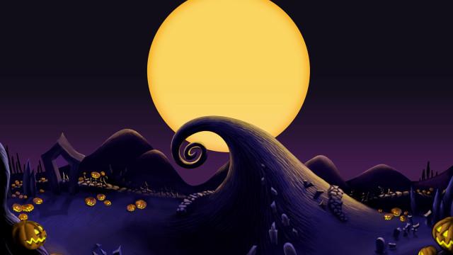 Halloween cartoon scene full moon #2 free wallpaper - medium preview image