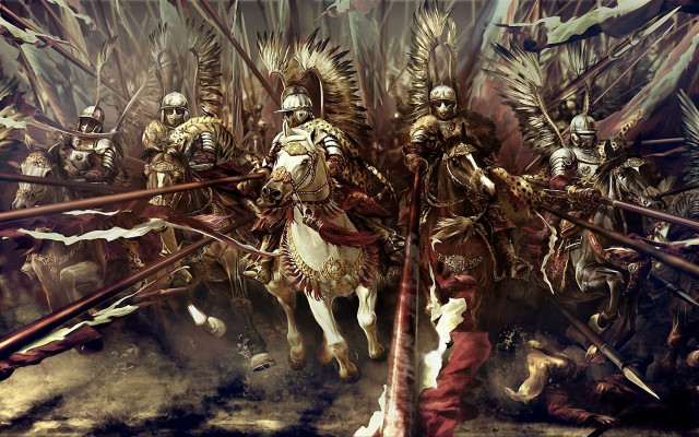 Men horses spears sword painting #2 free wallpaper - medium preview image