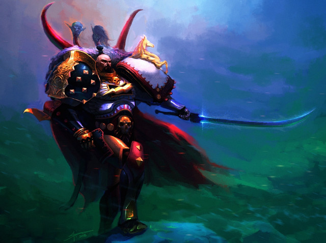 Man sword armor water demon free wallpaper - medium preview image