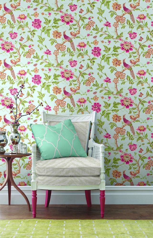Chair pillow vase flowers birdpattern free wallpaper - medium preview image