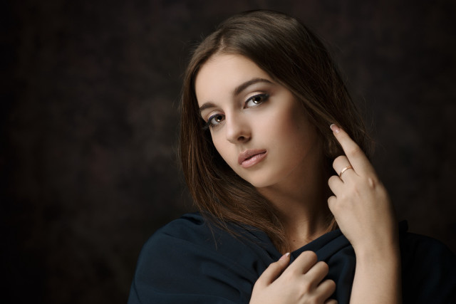 Woman ring dark room pose free wallpaper - medium preview image