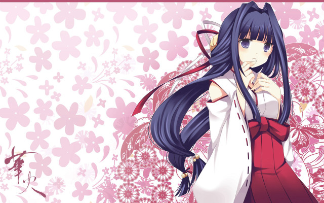 Blue haired girl anime floral free wallpaper - medium preview image