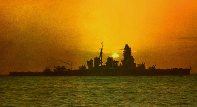 Large ship water sunset yellow free wallpaper - medium preview image