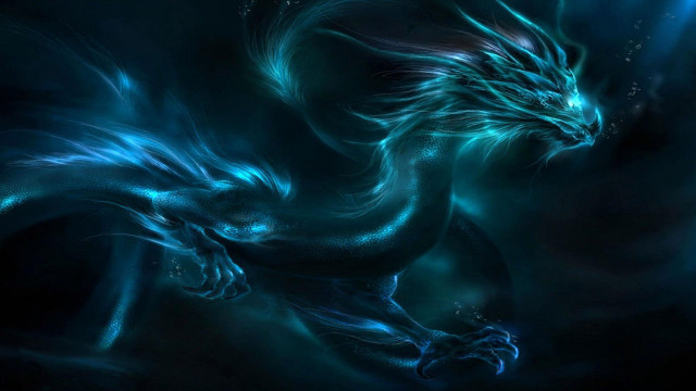 Blue dragon black background dragon #2 free wallpaper - medium preview image