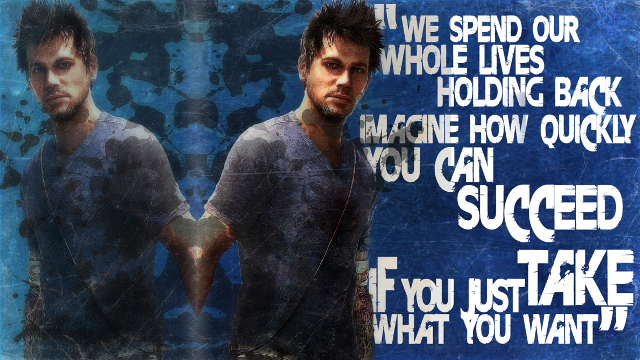 Man holding knife blue background free wallpaper - medium preview image