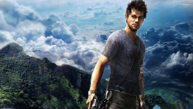 Man holding gun mountain range free wallpaper - medium preview image