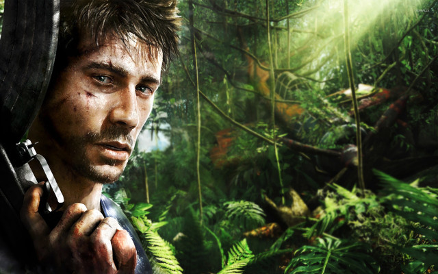 Man holding gun jungle ferns free wallpaper - medium preview image