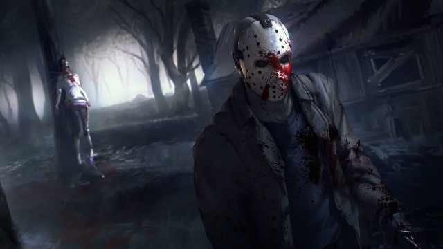Creepy masked man bloody hands free wallpaper - medium preview image