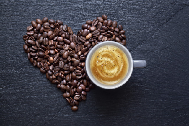 Coffee heart beans black gray free wallpaper - medium preview image