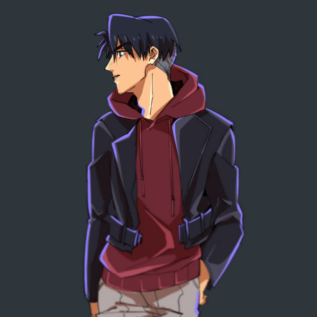 Man red hoodie black jacket #2 free wallpaper - medium preview image