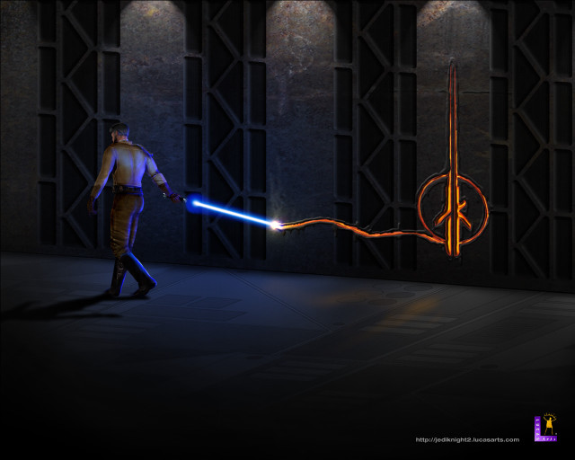 Man light saber dark room free wallpaper - medium preview image