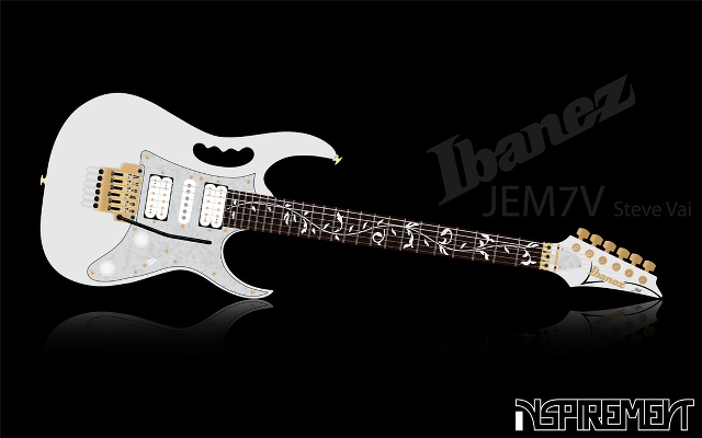 White guitar black background name free wallpaper - medium preview image