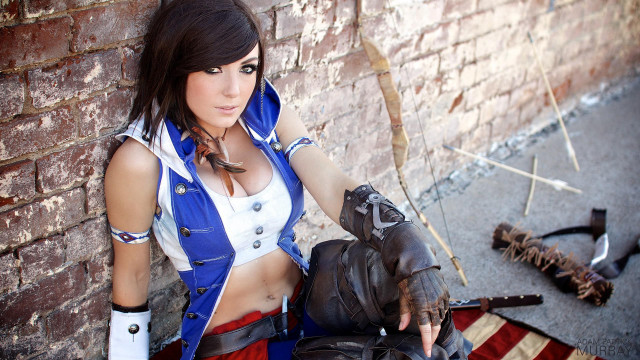 Woman costume glove knife brick free wallpaper - medium preview image