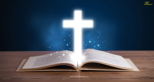 Open book cross table blue free wallpaper - medium preview image