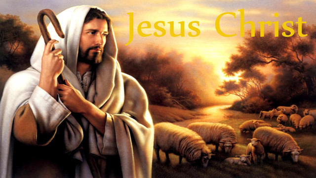 Jesus cross sheep field trees free wallpaper - medium preview image