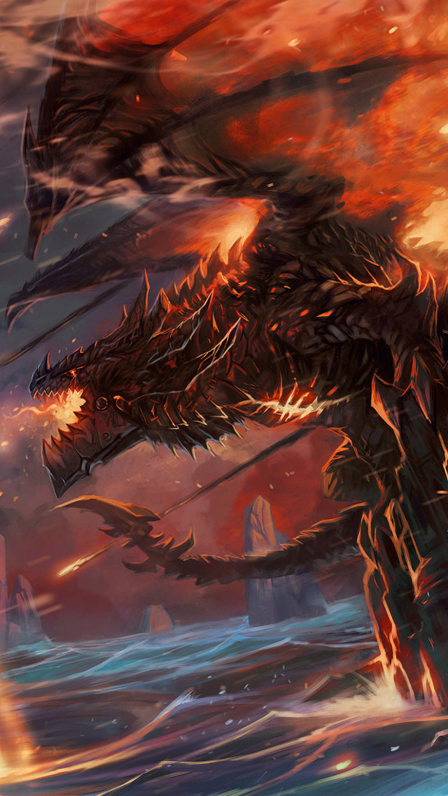 Dragon attack ship red sky free wallpaper - medium preview image