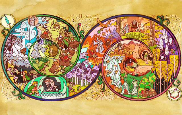 Cartoon scene colorful characters yellow free wallpaper - medium preview image