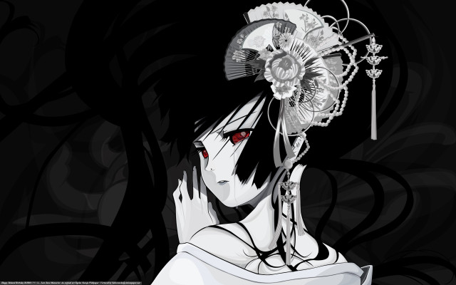Woman fan black background white free wallpaper - medium preview image